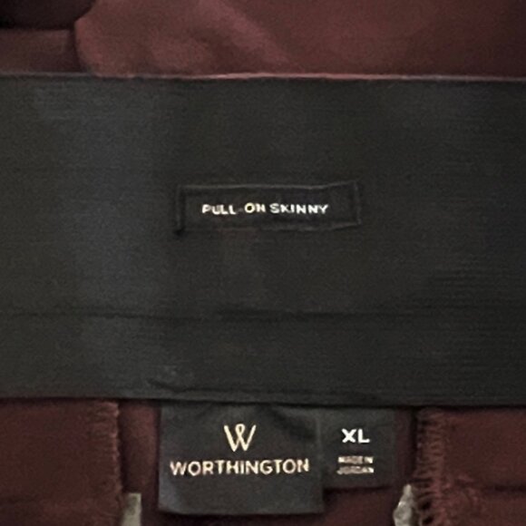 NWT Worthington Chocolate Brown Skinny Ankle Pants with Gold Zip Details, Sz 14 - Picture 5 of 7